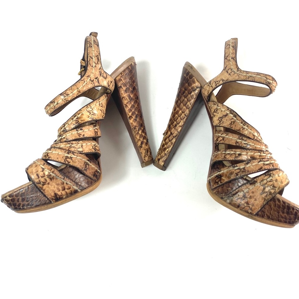 Miu Miu By Prada Blush Snakeskin Platform Sandals - image 5